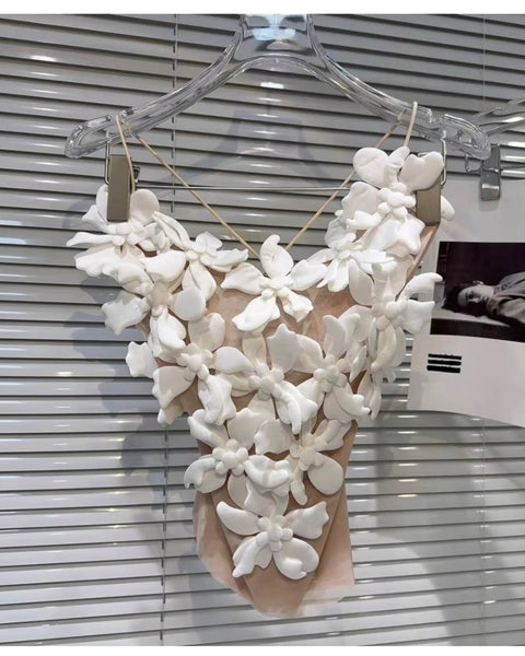 Petal bloom sheer corset  top