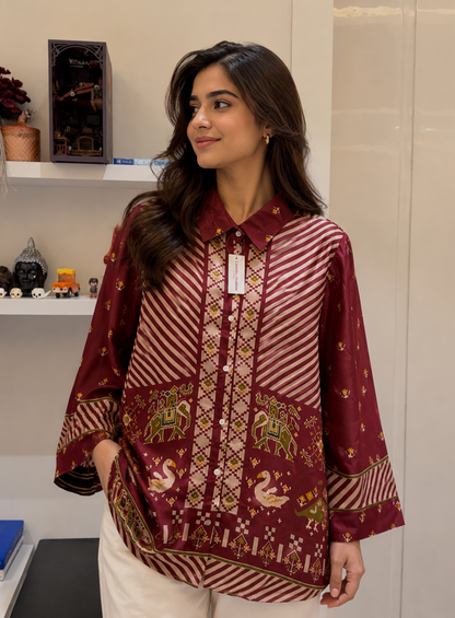 Ajrak Summer Crepe Shirt