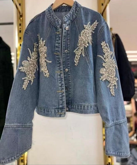 Sapphire Petal Luxe Denim Jacket