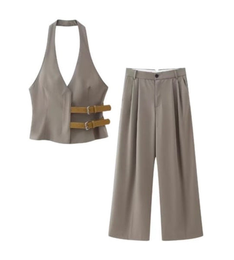 Halter Vest Pants suit set