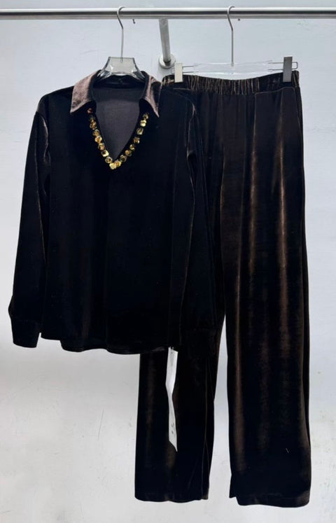 Noir Glam Velvet Cords Set