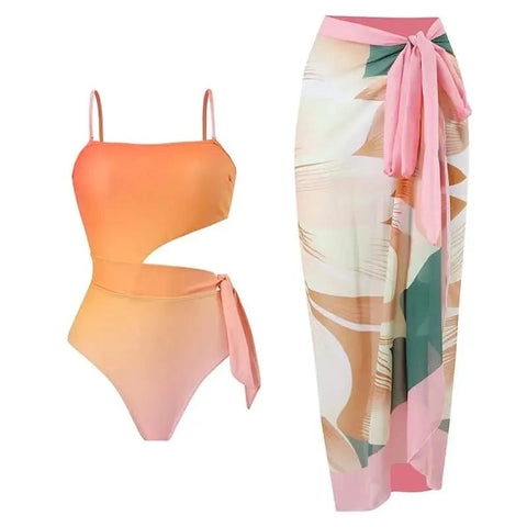 Ombree & floral swimsuit