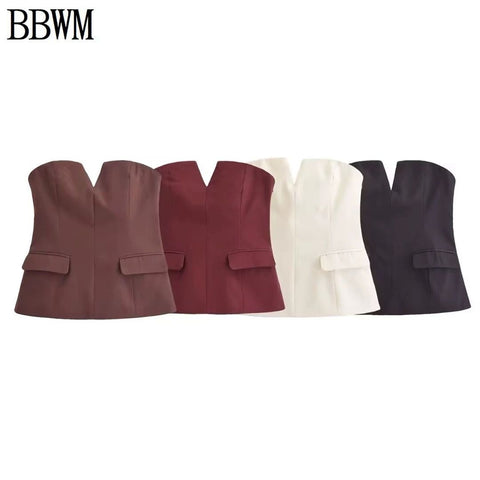 Pocketed Blazer Tube Tops