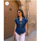 Evil Eye Denim Wrap Top