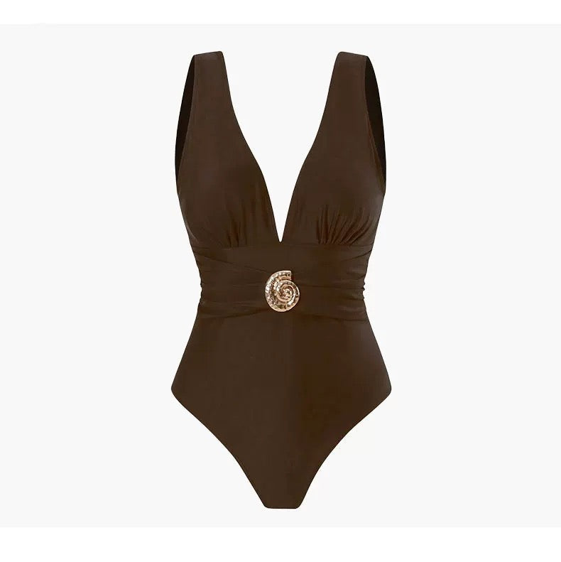 Mocha Luxe Monokini Sarong Set