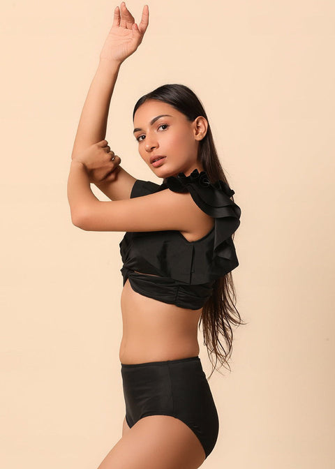 Flax Ruffle Bikini with sarong set