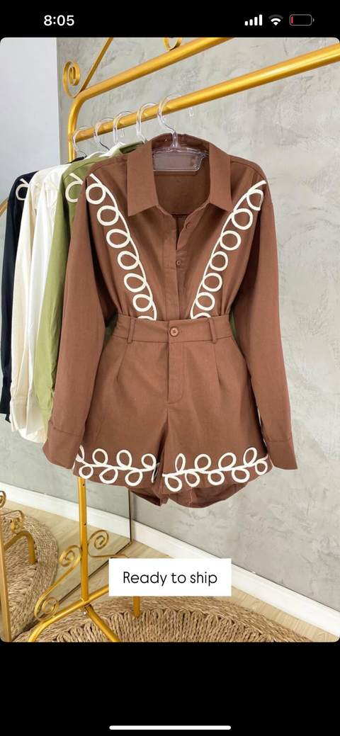 Kilva Embriodery Shorts Set