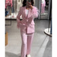 Pink Feather Blazer Set