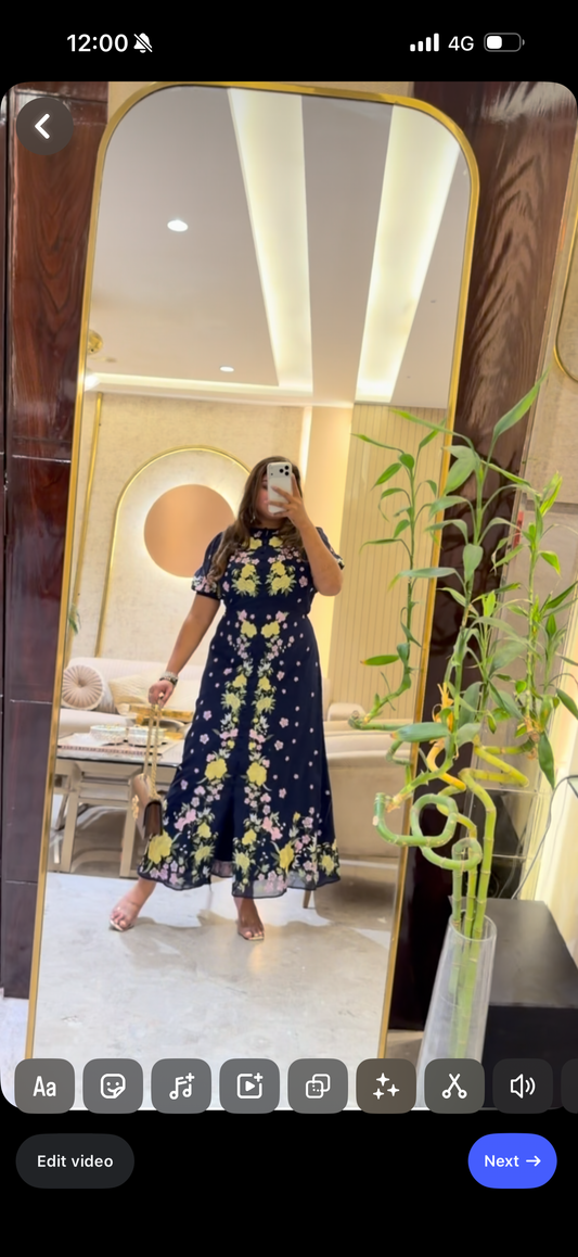 Sapphire Blossom Maxi Dress