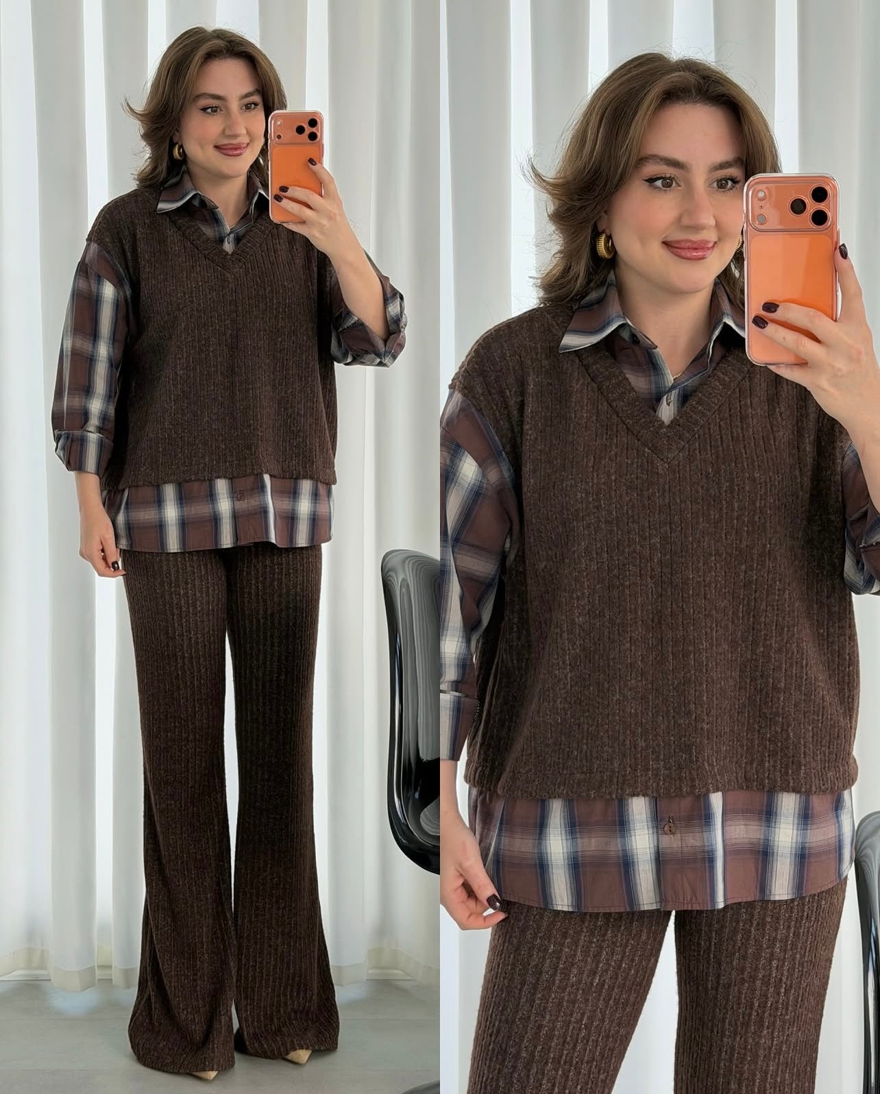 Plaid Knit Luxe Cords Set