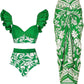 Ruffle Green Floral Swimsuit
