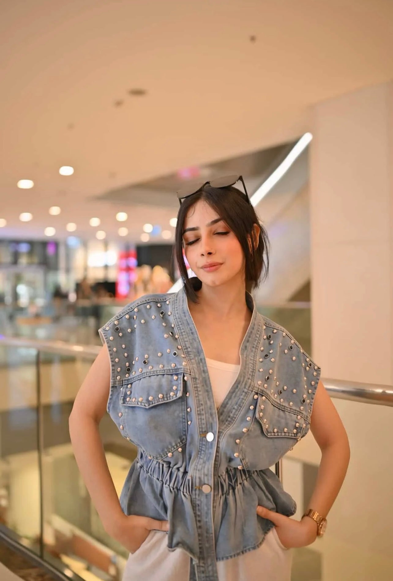 Denim Embellish Bluose