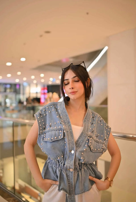 Denim Embellish Bluose