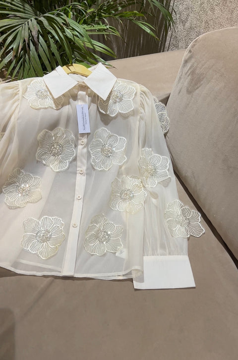 Organza Floral Embriodered Shirt