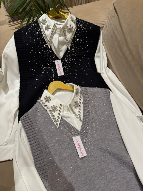 Starlume Pearl Knit Shirt Set