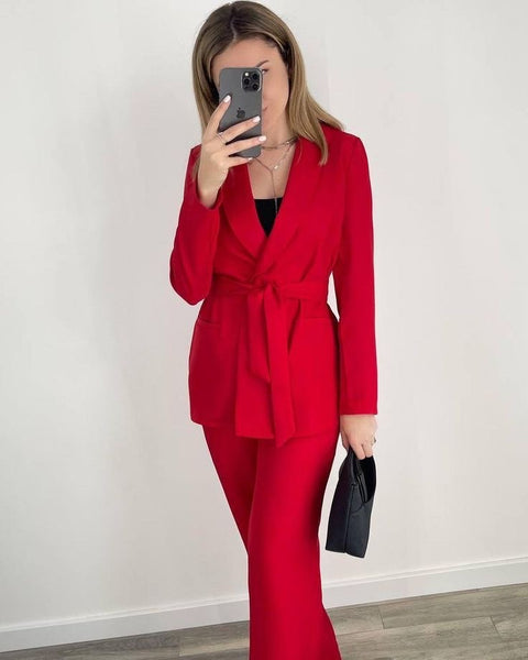 Red Blazer Pant Set