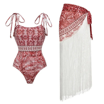 Riviera Rose Fringe Luxe Swim Set
