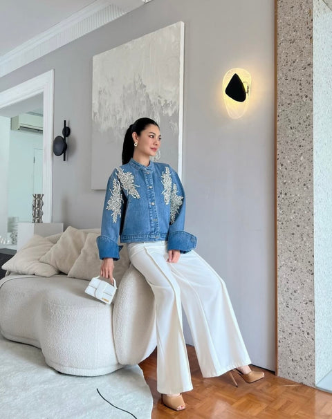 Sapphire Petal Luxe Denim Jacket