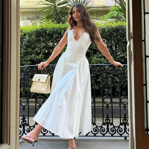 Ella White Waist Midi Dress