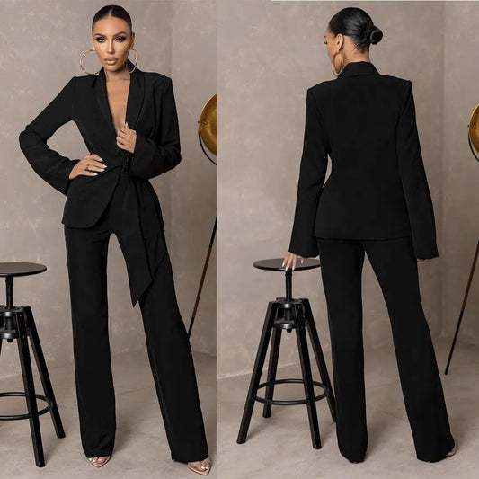 Black Blazer Pant Set