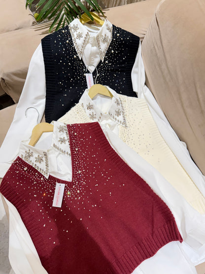 Starlume Pearl Knit Shirt Set