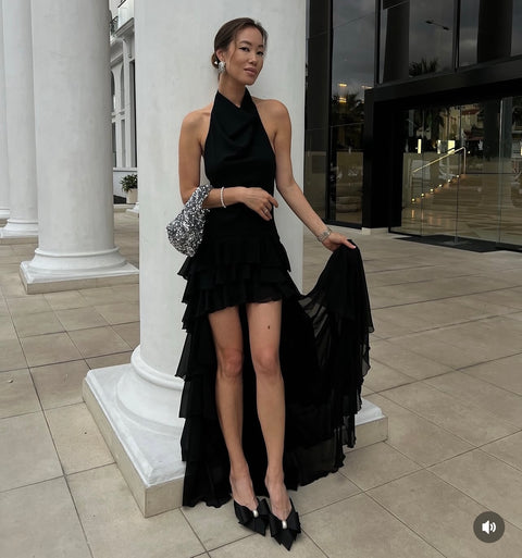 Midnight Muse Ruffle Gown