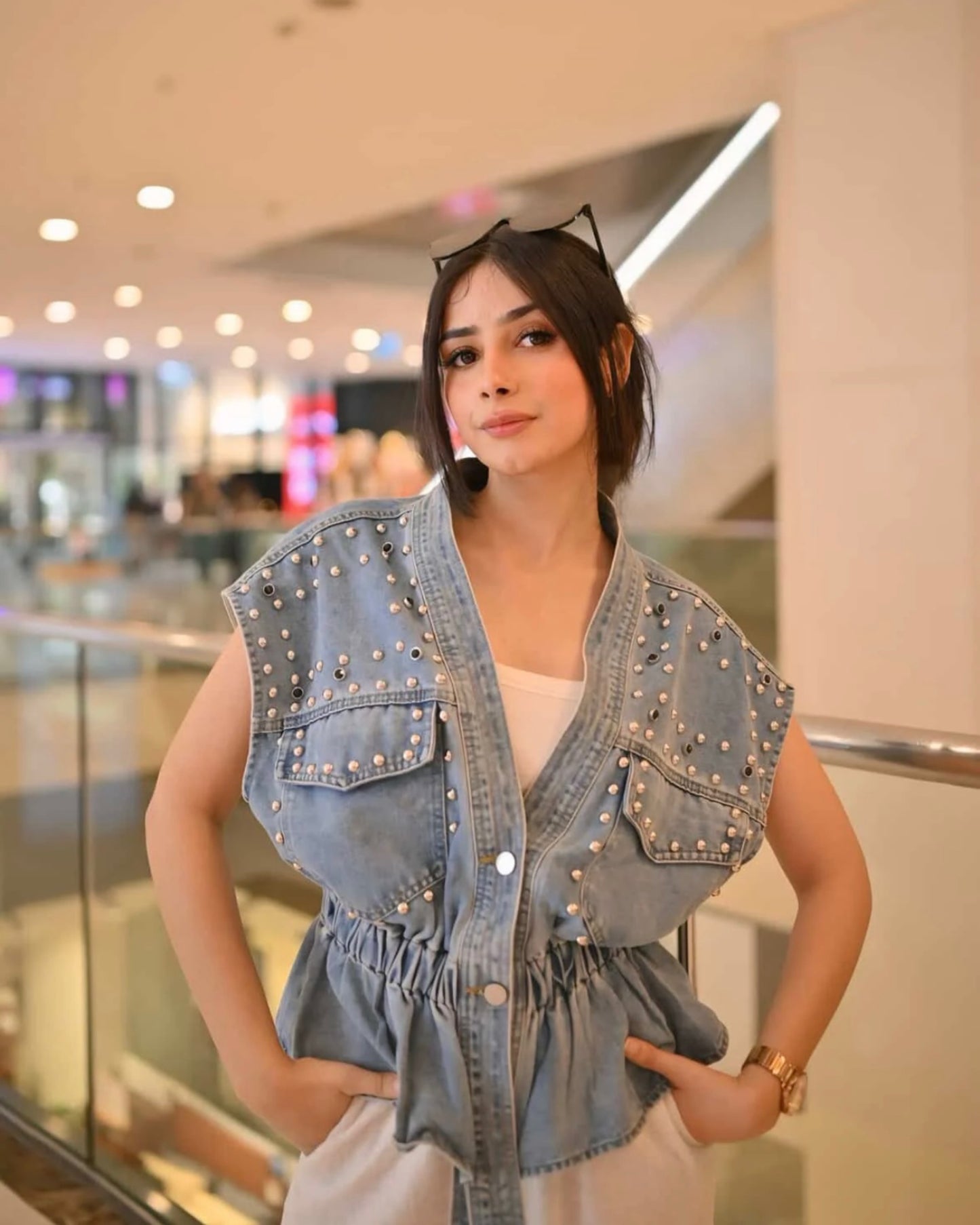 Denim Embellish Bluose
