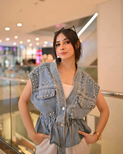 Denim Embellish Bluose