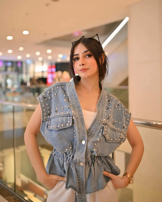 Denim Embellish Bluose
