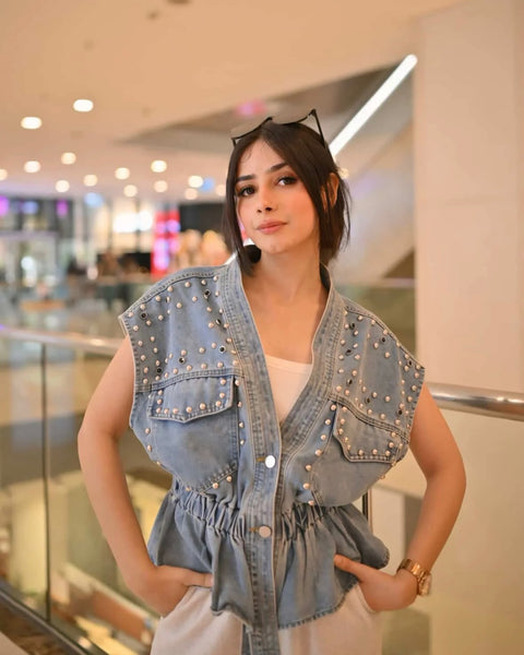 Denim Embellish Bluose