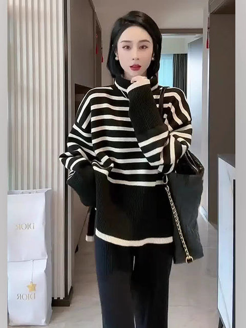 Saleena Stripes Knitted Cords Set