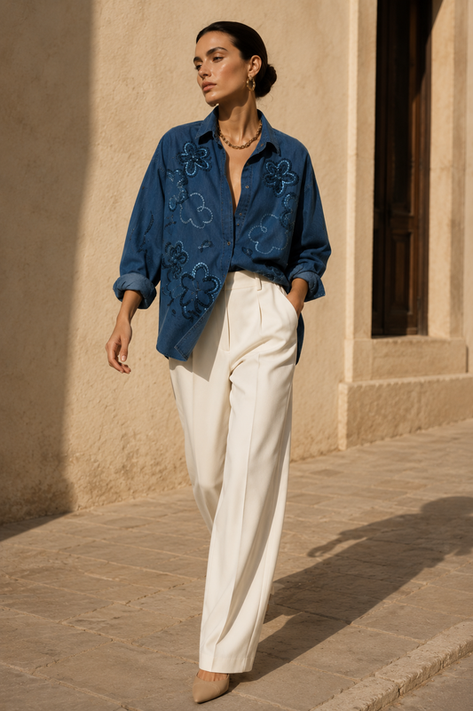 Elica Embellished Denim Shirt