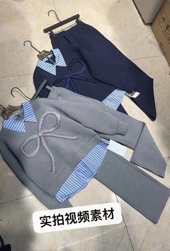 Pre winter bow knit cords set