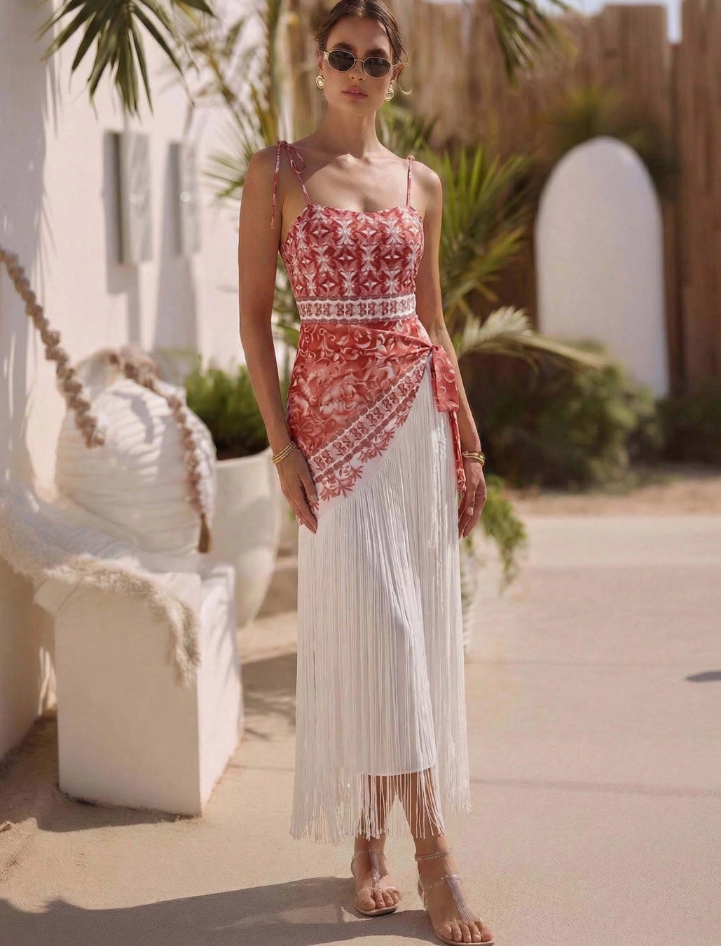 Riviera Rose Fringe Luxe Swim Set