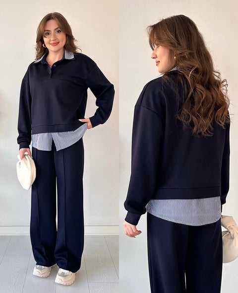 Stripe collar luxe cordset