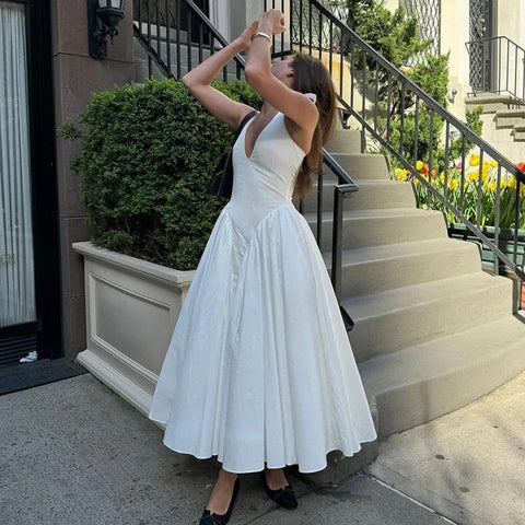 Ella White Waist Midi Dress
