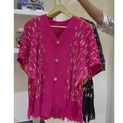 Fringe Whisper Pleated Top