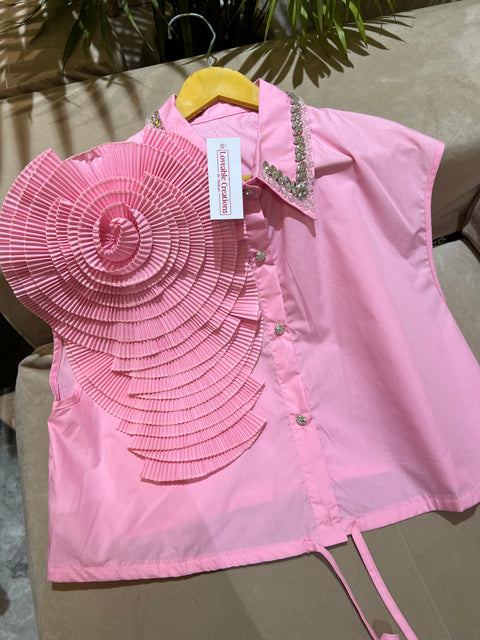 Rose Embellish Crop Shirt