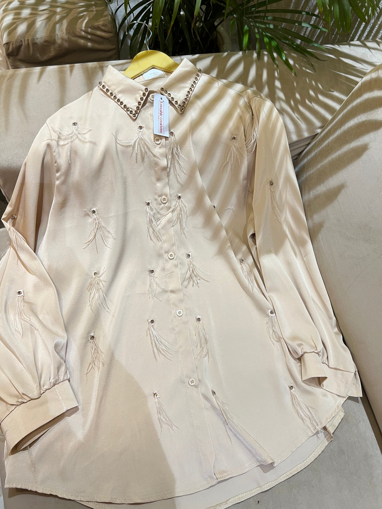 Crystal Embellished Fur Luxe Shirt