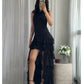 Midnight Muse Ruffle Gown