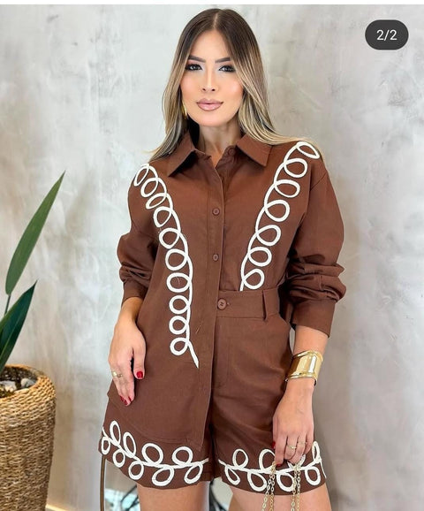 Kilva Embriodery Shorts Set
