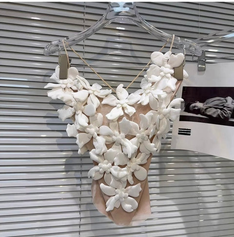 Petal bloom sheer corset  top
