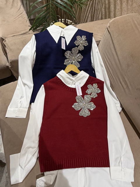 Luna Bloom Knit Shirt Set