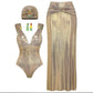 Chia Mettalic 4 pc Swimwear Set