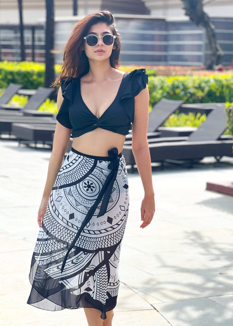 Flax Ruffle Bikini with sarong set