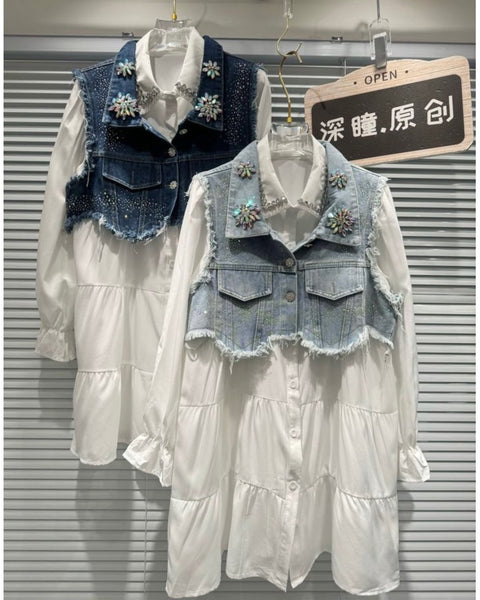 Ziya Embellished Jacket With Shirt