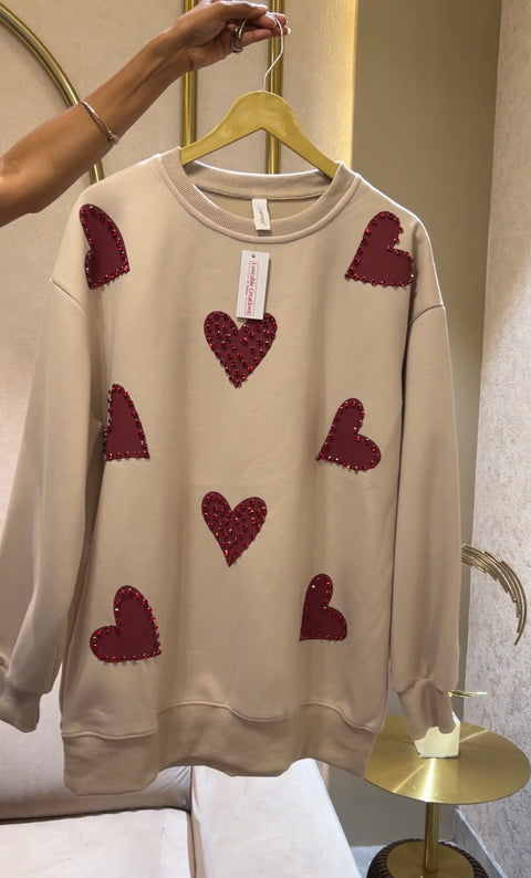 Heart Embellish Sweatshirt