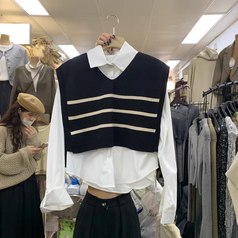 Spring autumn sweater with shirt