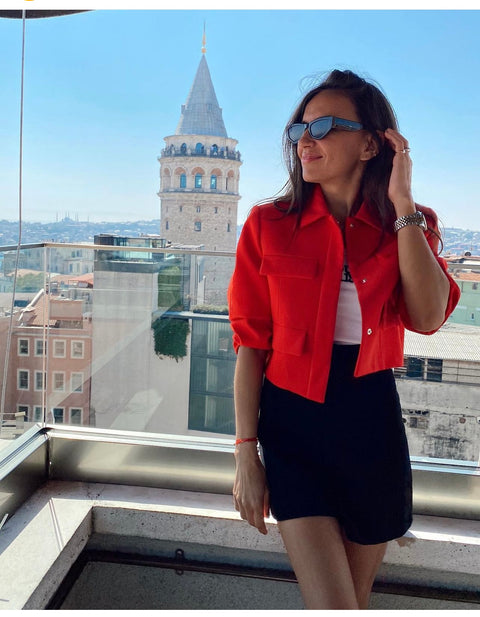 Red Cropped Blazer
