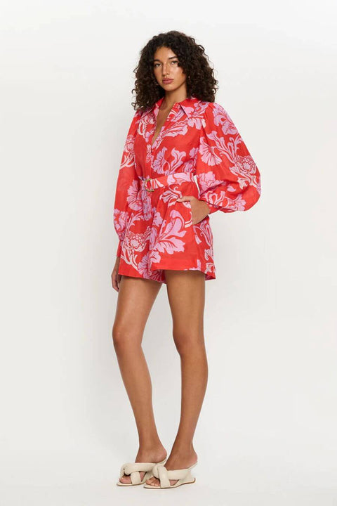 Tropical Bloom belted Romper